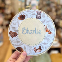 Embroidered name hoop