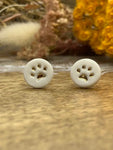 Paw print porcelain stud earrings