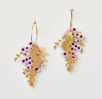Martha Jean seahorse hoop layered earrings (lilac/gold)