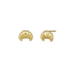 Gold croissant stud earrings by Tiger Tree