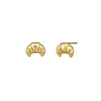 Gold croissant stud earrings by Tiger Tree