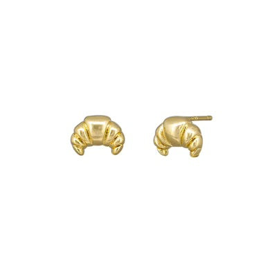 Gold croissant stud earrings by Tiger Tree