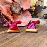 Santa hat porcelain stud earrings