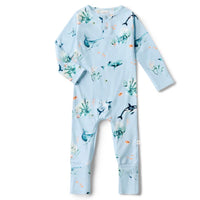 Blue Ocean long sleeve organic bodysuit