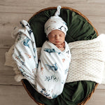 Ocean organic jersey wrap and beanie set