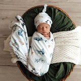 Ocean organic jersey wrap and beanie set