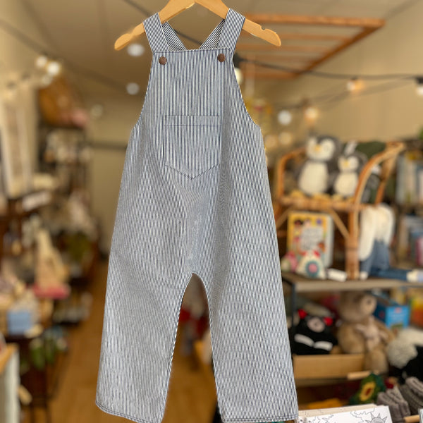 Pinstripe overalls with front pocket