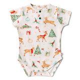 Christmas short sleeve organic bodysuit/onesie