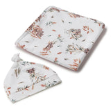 Koala organic jersey wrap and beanie set