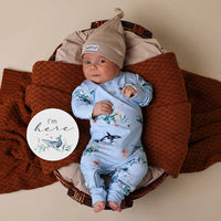 Blue Ocean long sleeve organic bodysuit