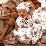 Koala organic jersey wrap and beanie set