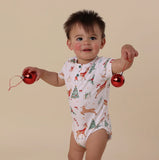 Christmas short sleeve organic bodysuit/onesie