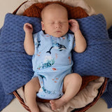 Blue ocean short sleeve organic bodysuit/onesie