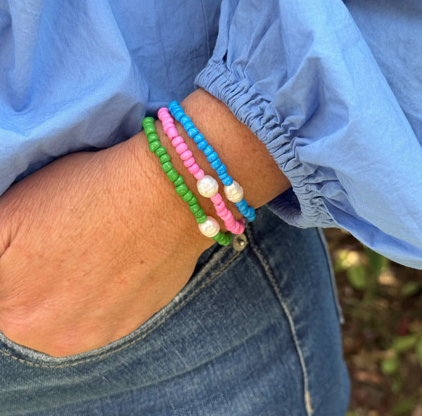 Pearl seed bead bracelet by Greenwood Designs