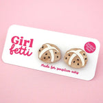 Girlfetti hot cross bun stud earrings