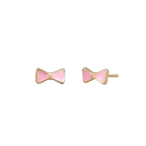 Pink bow stud earrings by Tiger Tree