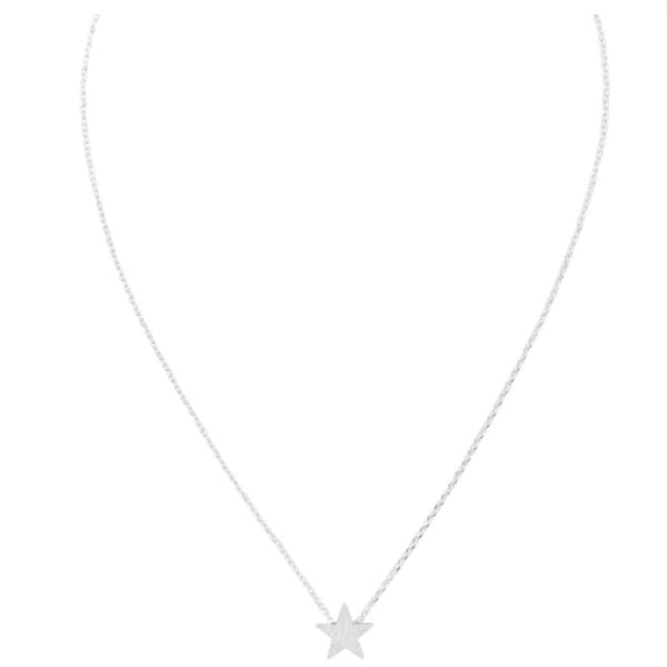 Tiger tree silver brushed star necklace
