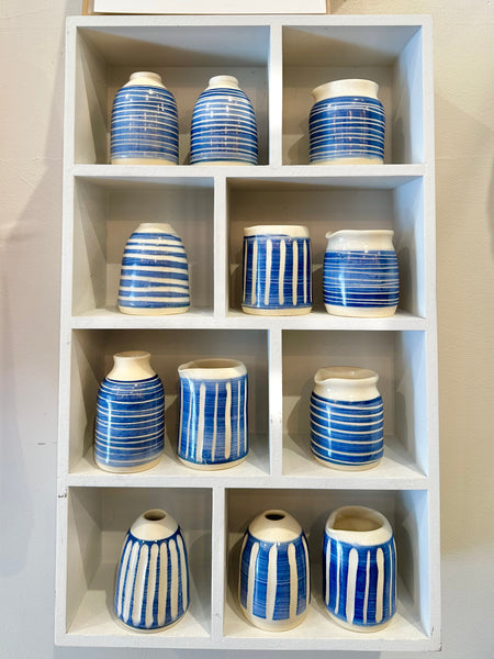 Cobalt stripe ceramic vase
