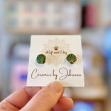 Seashell porcelain stud earrings — sea  green