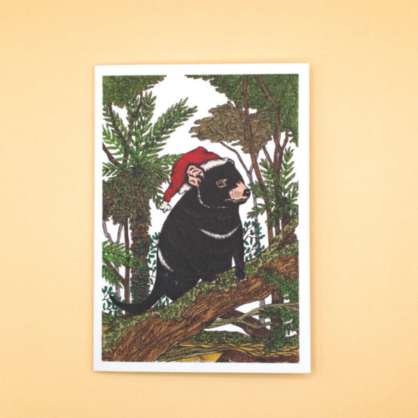 Tasmanian devil Christmas card by Sunshine Sea Art