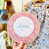 Embroidered name hoop