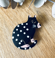 Spotted quoll wooden brooch