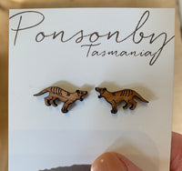 Tasmanian tiger earring studs by Ponsonby
