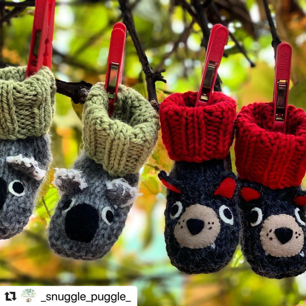 Tasmanian devil, wombat & koala booties * made to order *