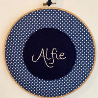 Embroidered name hoop