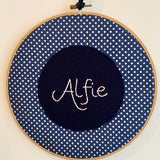 Embroidered name hoop
