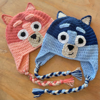 Bluey and Bingo beanie hats by Tracie