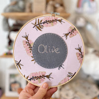 Embroidered name hoop