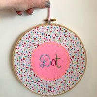 Embroidered name hoop