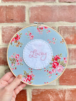 Embroidered name hoop