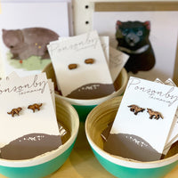 Tasmanian tiger earring studs by Ponsonby