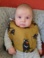 Huggables Tassie devil mustard baby bib